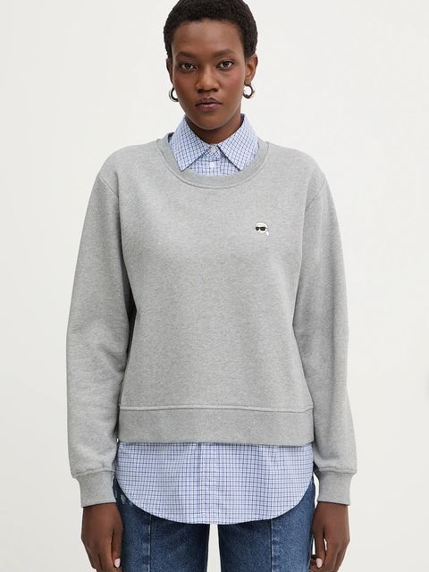 Karl Lagerfeld bluza bawełniana IKON damska kolor szary wzorzysta B1W20028 - zdjęcie produktu nr 1