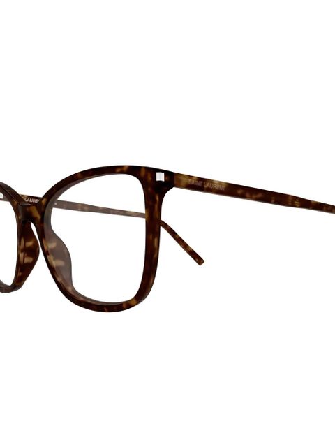Saint Laurent Eyewear geometric-frame glasses - Brown