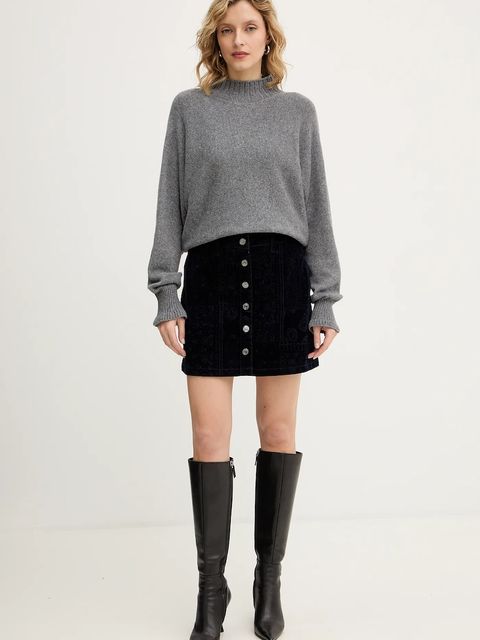 Guess spódnica welurowa SERENA kolor granatowy mini prosta W5BD86 D0731 - zdjęcie produktu nr 2