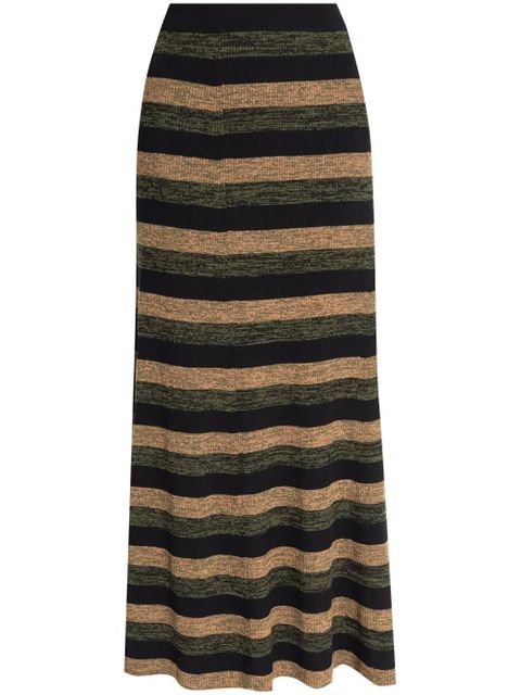 GANNI striped wool midi skirt - Black - zdjęcie produktu nr 1