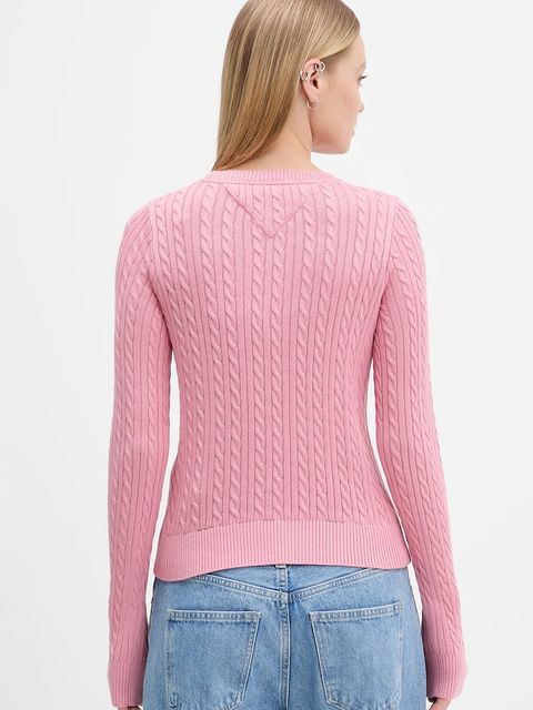 Tommy Jeans sweter bawełniany damski kolor różowy lekki DW0DW22165