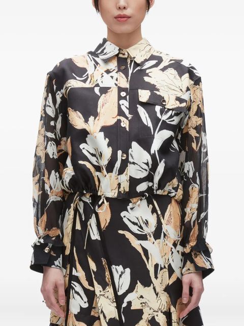 3.1 Phillip Lim floral-print drawstring shirt - Black