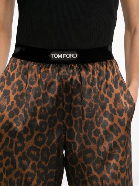 TOM FORD leopard-print silk pyjama bottoms - Brown