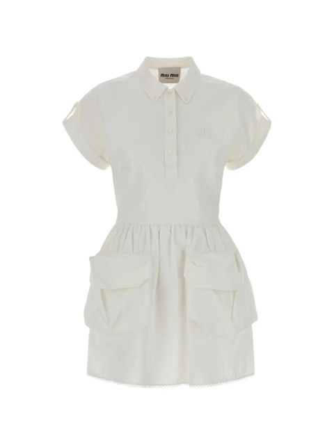 Miu Miu logo-embellishment mini dress - Neutrals - zdjęcie produktu nr 1