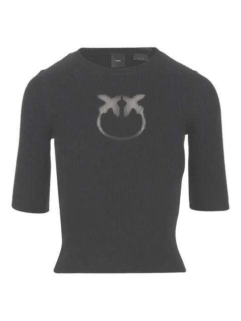 PINKO Love Birds ribbed top - Grey - zdjęcie produktu nr 1