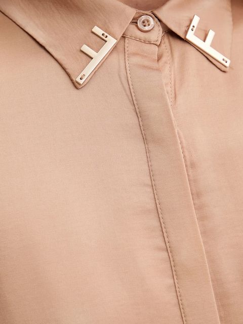 Fracomina koszula damska kolor beżowy regular z kołnierzykiem klasycznym FS25WT6010W65101