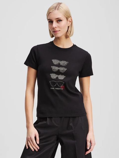 Karl Lagerfeld t-shirt bawełniany damski kolor czarny A2W17103 - zdjęcie produktu nr 1