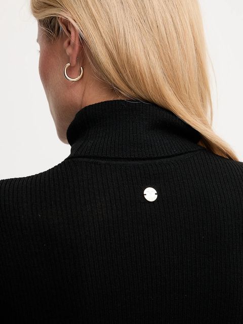 Joop! sweter wełniany damski kolor czarny z golfem 30049422