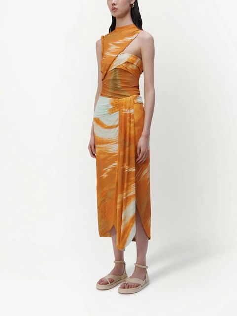 Simkhai Gwena marble high-waisted skirt - Orange