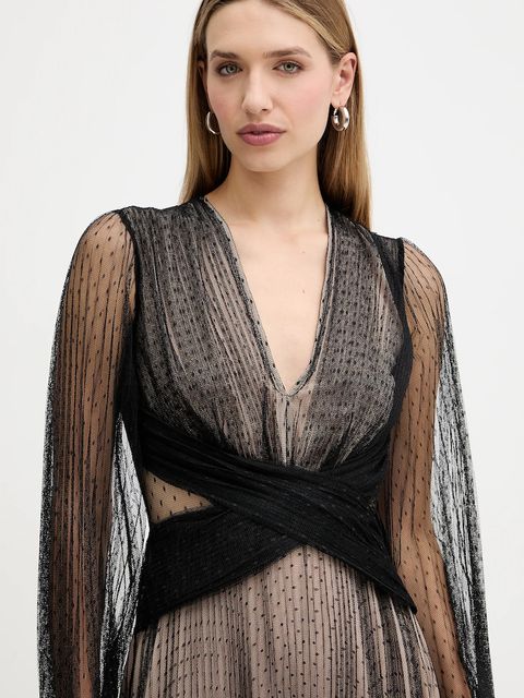 Twinset sukienka kolor czarny maxi rozkloszowana 252TT2021