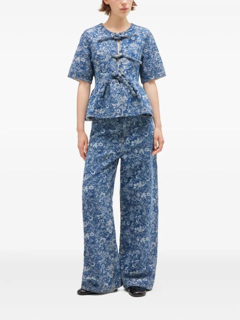 GANNI bow-detailed peplum blouse - Blue - zdjęcie produktu nr 2