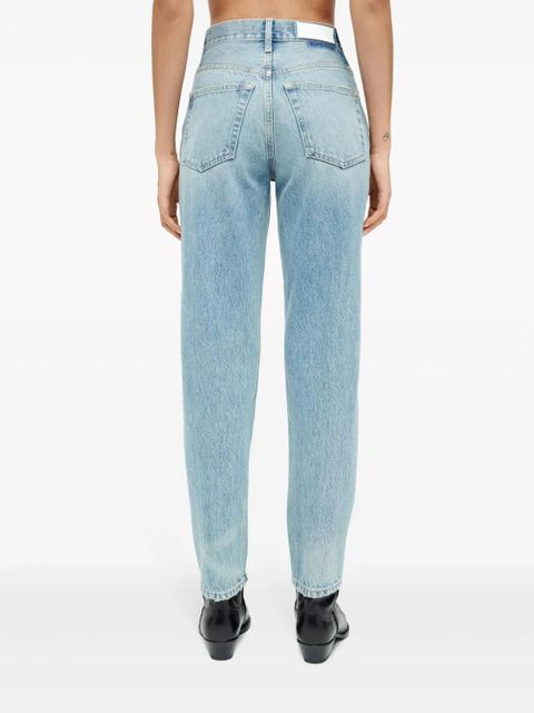 RE/DONE logo-patch tapered jeans - Blue