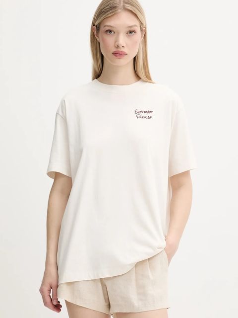 Abercrombie & Fitch t-shirt bawełniany damski kolor beżowy KI157-5068