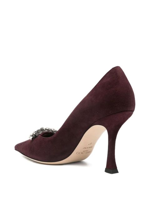 Jimmy Choo 90mm crystal-embellished pointed-toe pumps - Red - zdjęcie produktu nr 2