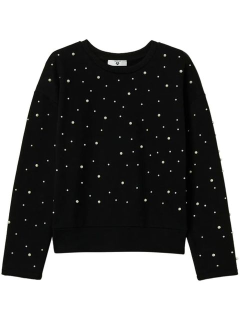 TWINSET pearl-embellished crew-neck sweatshirt - Black - zdjęcie produktu nr 1
