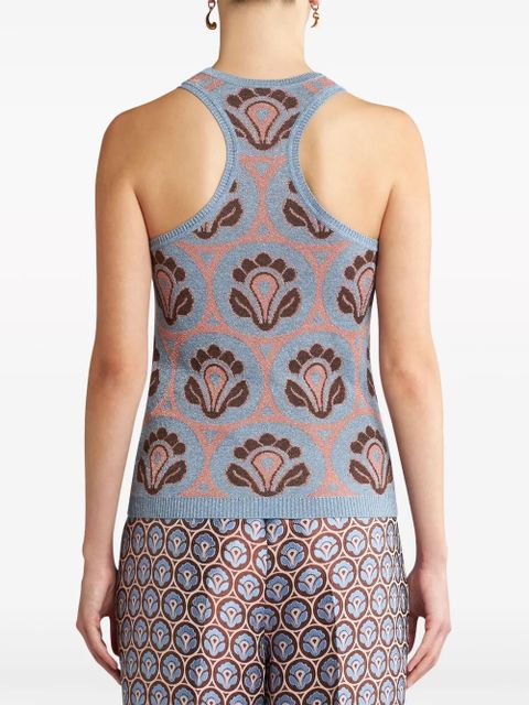 ETRO feather-embellished jacquard top - Blue