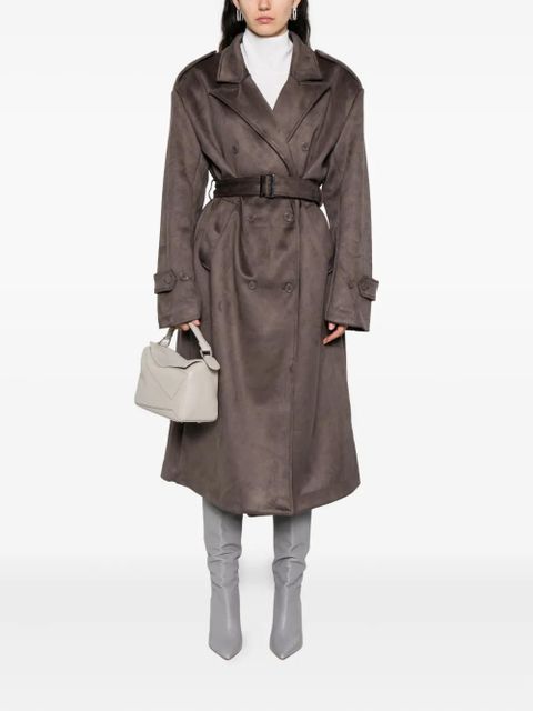 The Frankie Shop Pembroke belted double-breasted trench coat - Grey