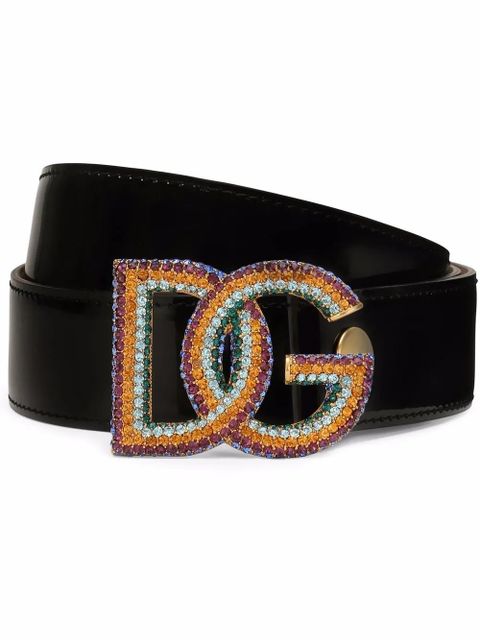 Dolce & Gabbana DG-logo patent leather belt - Black - zdjęcie produktu nr 1