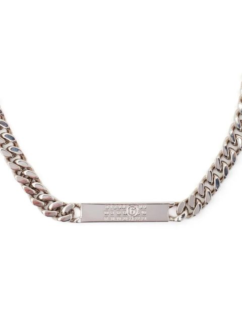 MM6 Maison Margiela numbers-motif engraved chain necklace - Silver