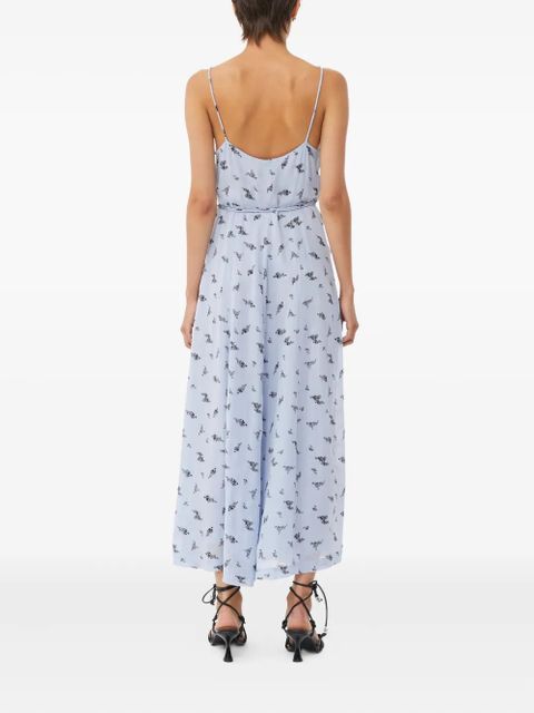 GANNI floral-print wrap dress - Blue