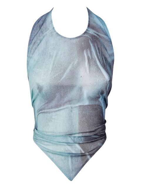 Jean Paul Gaultier tie-back abstract print top - Blue - zdjęcie produktu nr 1