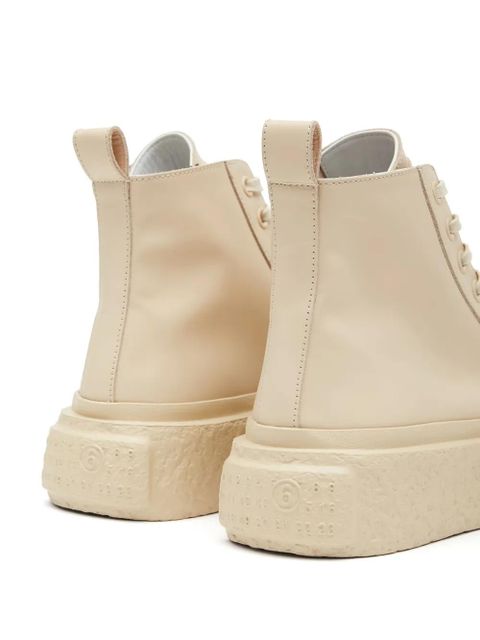 MM6 Maison Margiela lace-up leather sneakers - Neutrals