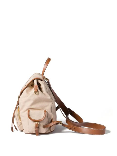 Miu Miu flap-pocket strap canvas backpack - Neutrals