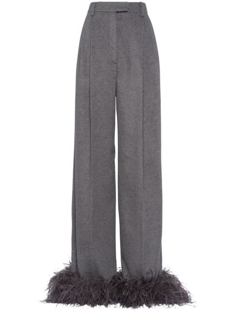Prada feather-trim cashmere trousers - Grey - zdjęcie produktu nr 1