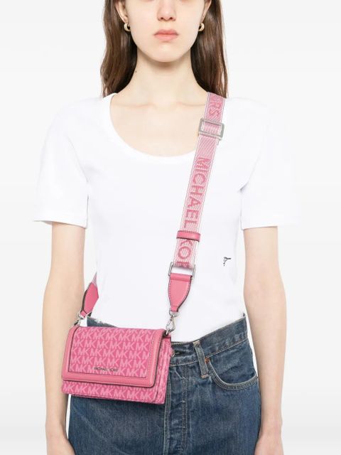 Michael Kors Jet Set Small Signature Logo Print Woven Crossbody Bag - Pink - zdjęcie produktu nr 2