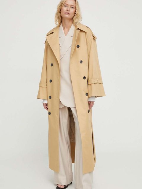 By Malene Birger płaszcz damski kolor beżowy przejściowy dwurzędowy
