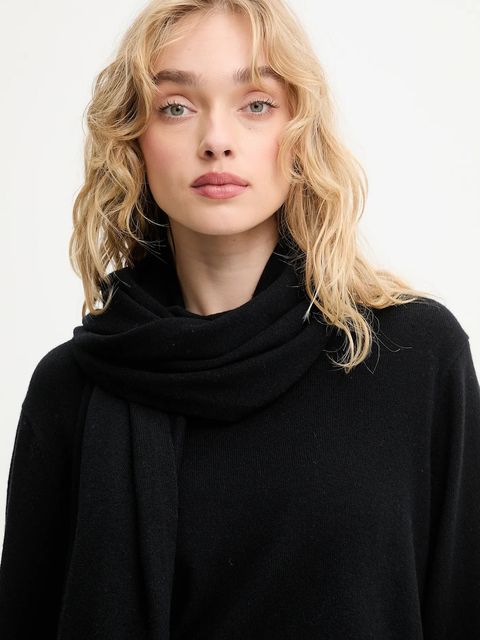 Answear.LAB sweter z wełny merino z szalem damski kolor czarny lekki