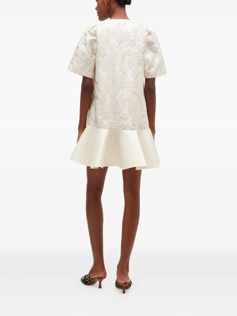 GANNI V-neck mini dress - Neutrals