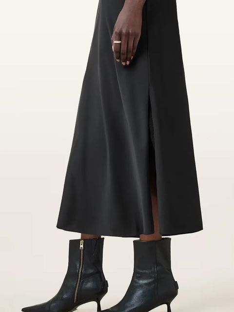 AllSaints sukienka HADLEY kolor czarny midi dopasowana W033DZ