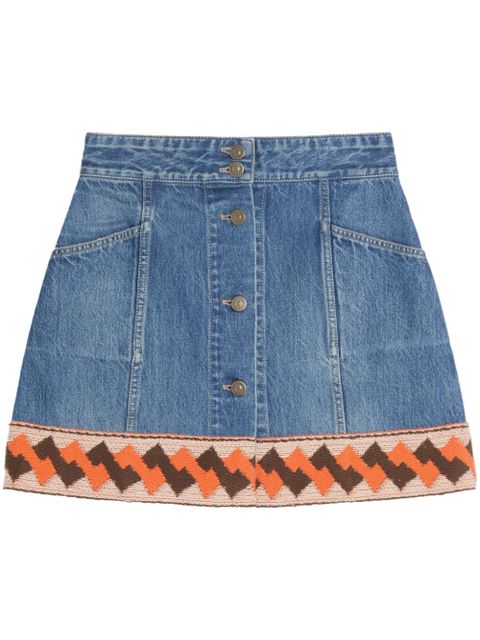 Valentino Garavani jacquard-trim mini skirt - Blue