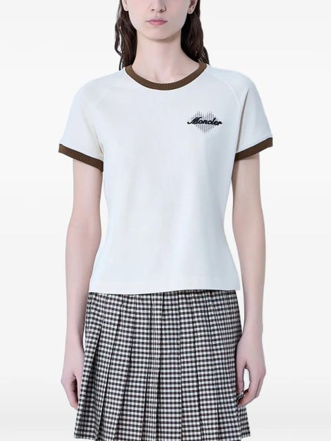 Moncler embroidered heart-motif T-shirt - Neutrals - zdjęcie produktu nr 1