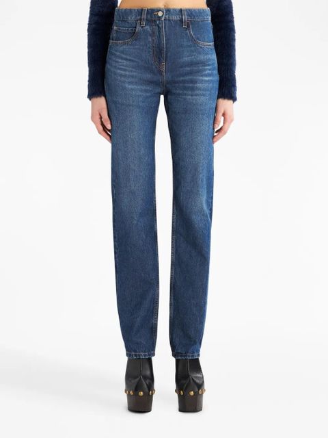 ETRO floral-embroidered high-waist jeans - Blue