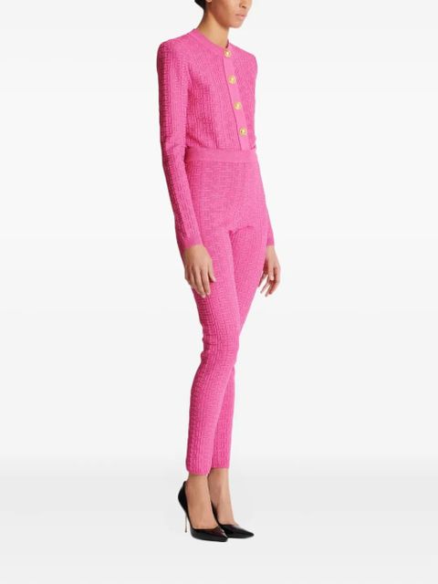 Balmain monogram-pattern leggings - Pink