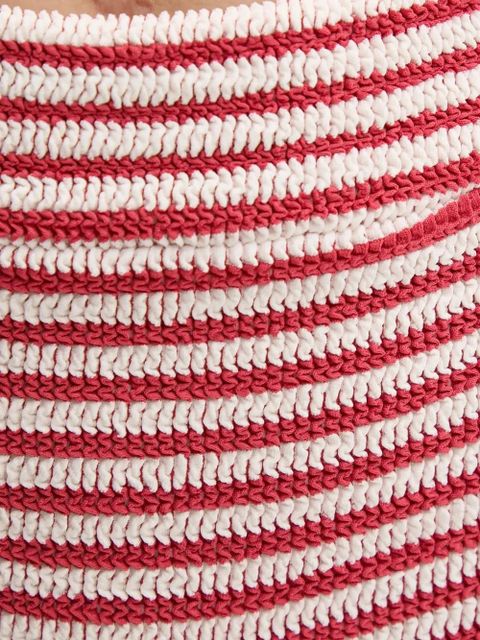 Bond-eye striped high-waisted bikini bottoms - Red - zdjęcie produktu nr 1