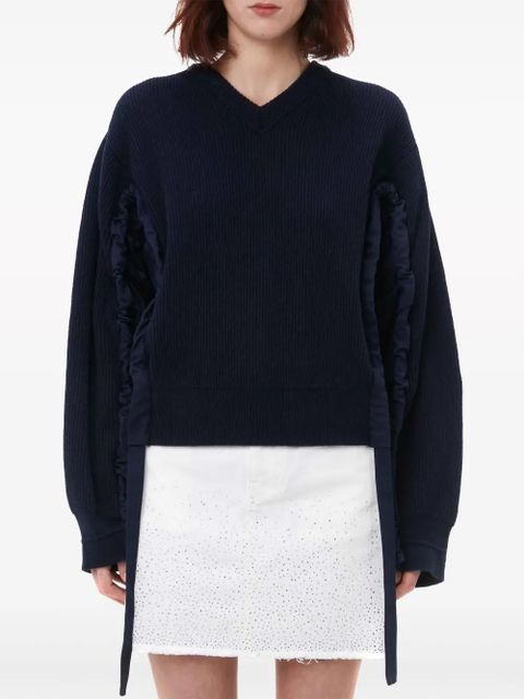 JW Anderson ruched-detail wool-blend jumper - Blue