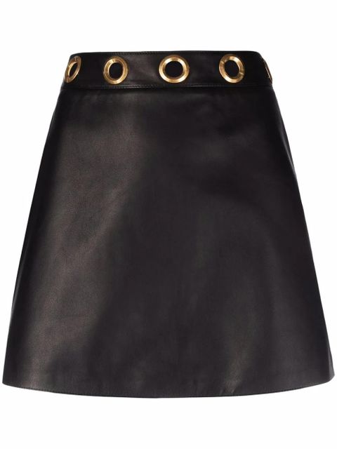 ETRO eyelet detail leather mini skirt - Black - zdjęcie produktu nr 1