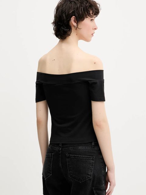 adidas Originals t-shirt Bandeau SS damski kolor czarny dekolt hiszpański JV9742 - zdjęcie produktu nr 2