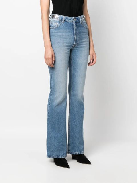 Rabanne coin-detail flared jeans - Blue