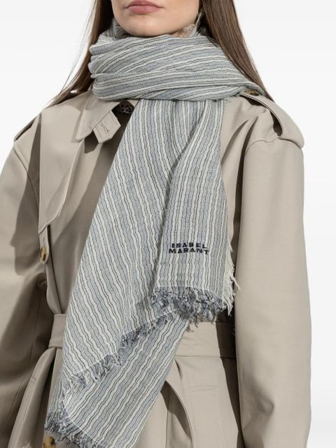ISABEL MARANT Zenila striped fringed scarf - White