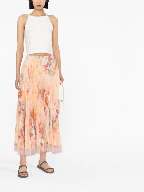TWINSET floral-print pleated midi skirt - Orange - zdjęcie produktu nr 2