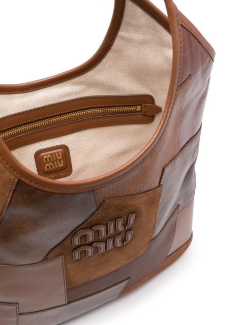 Miu Miu patchwork-design leather shoulder bag - Brown
