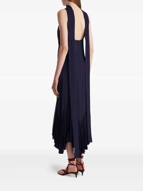 KHAITE Candita pleated V-neck slip midi dress - Blue