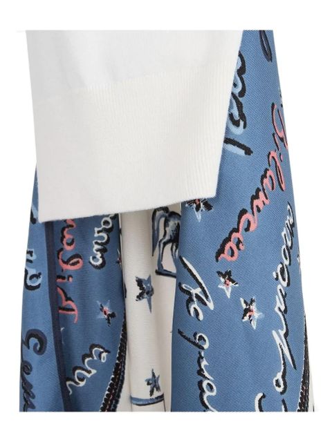 FENDI silk-panel wool jumper - White