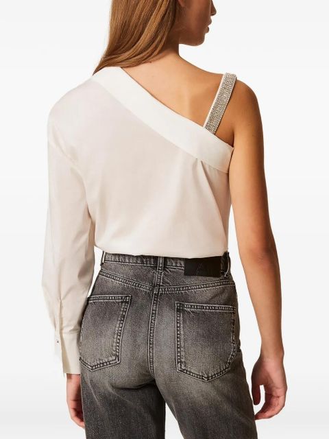 TWINSET one-shoulder embellished shirt - White