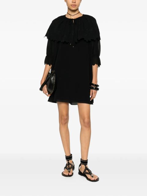 Chloé embroidered scalloped-edge dress - Black