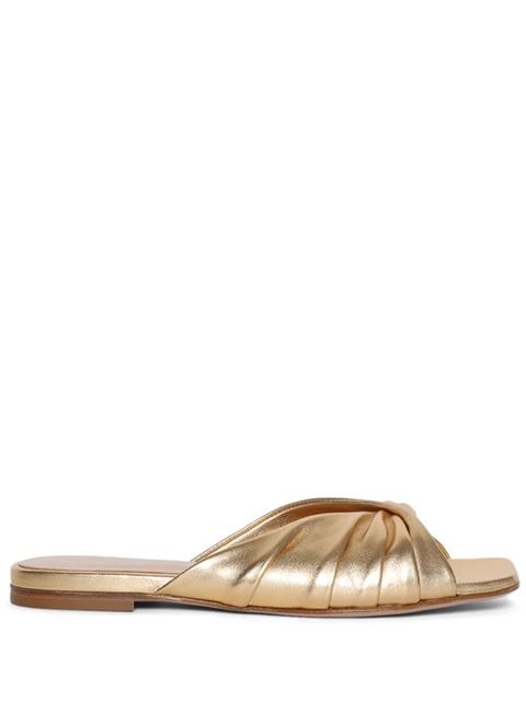 Gianvito Rossi draped metallic flat mules - Gold - zdjęcie produktu nr 1